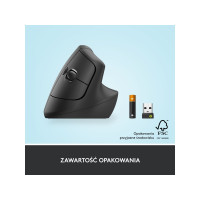 Produktbild för Logitech Lift Vertical Ergonomic Mouse - vertikal mus - Bluetooth, 2.4 GHz - grafit