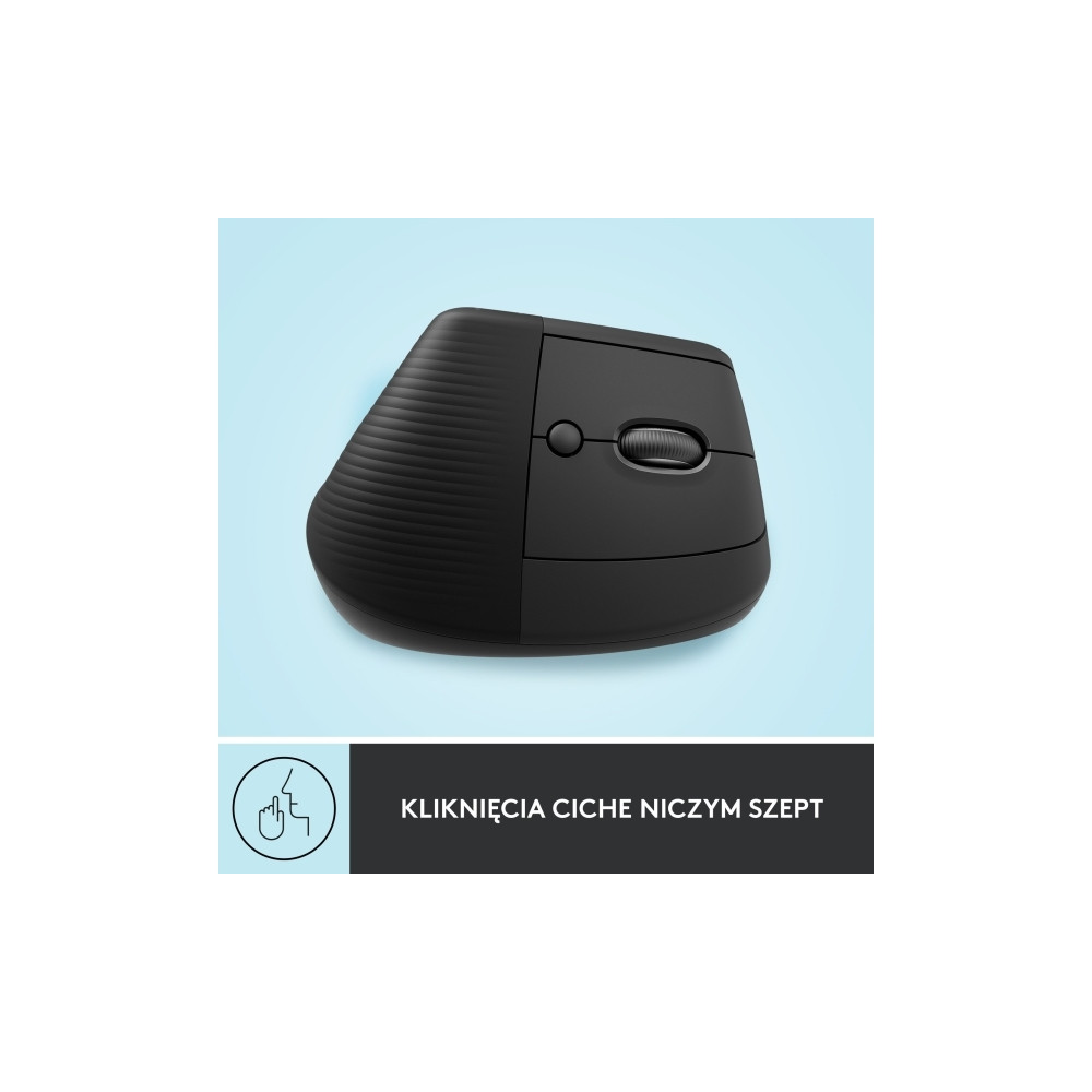 Produktbild för Logitech Lift Vertical Ergonomic Mouse - vertikal mus - Bluetooth, 2.4 GHz - grafit