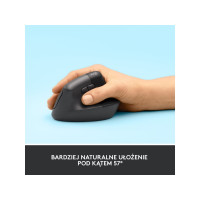 Produktbild för Logitech Lift Vertical Ergonomic Mouse - vertikal mus - Bluetooth, 2.4 GHz - grafit