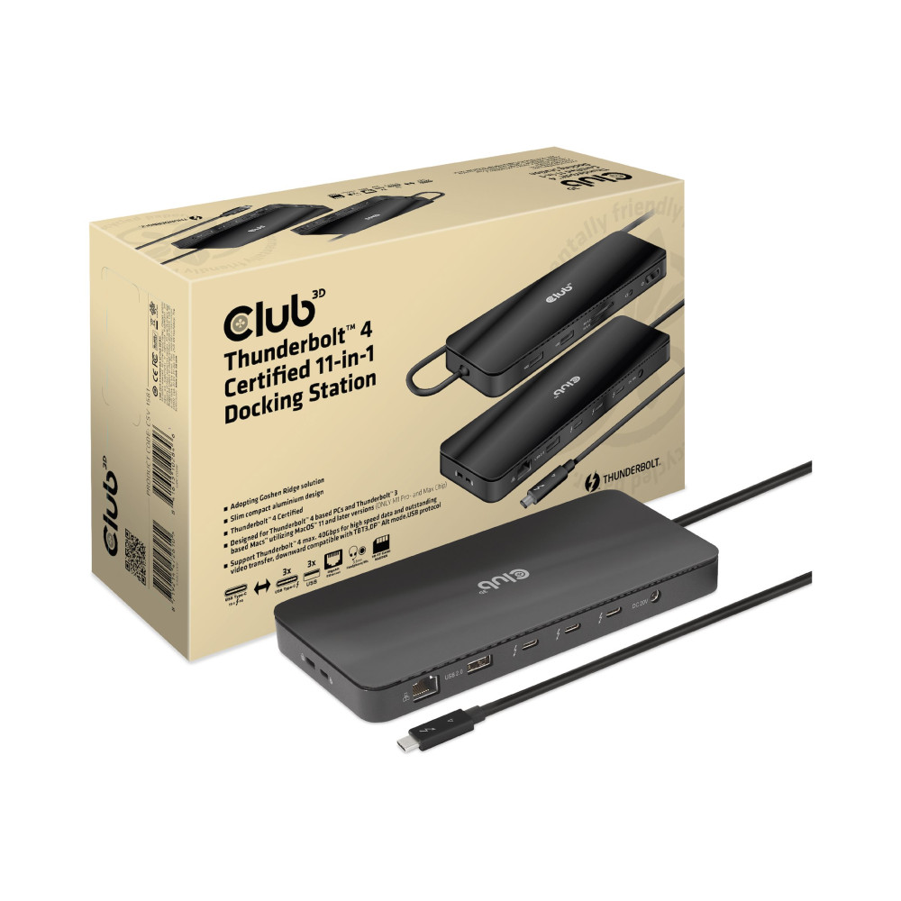 Produktbild för Club 3D - dockningsstation - USB-C / Thunderbolt 3 / Thunderbolt 4 - 3 x Thunderbolt 4 - 1GbE