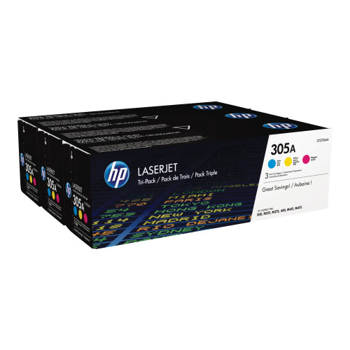 HP 305A - 3-pack - gul, cyan, magenta - original - LaserJet - tonerkassett (CF370AM) - Övrigt inom bläck, toner & tillbehör