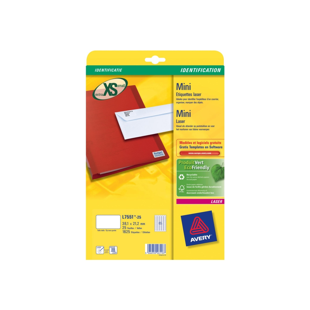 Produktbild för Etiketter Avery L7551 transparent 38,1x21,2 (låda med 1625 s...