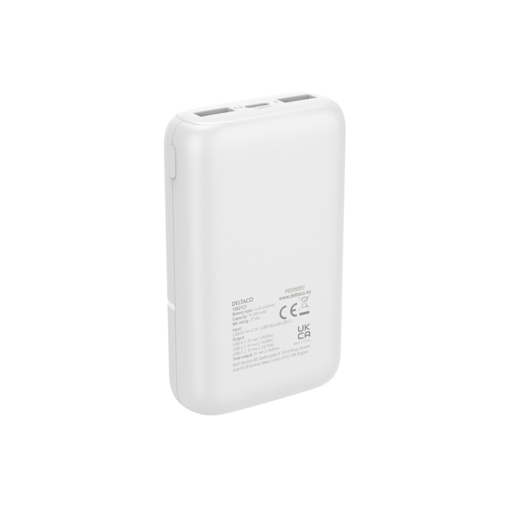 Produktbild för DELTACO power bank - Li-pol - 2 x USB, USB-C - 10.5 Watt