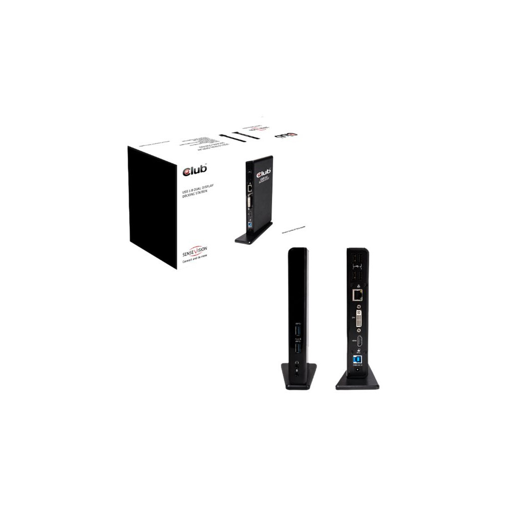 Produktbild för Club 3D SenseVision USB 3.0 Dual Display Docking Station - dockningsstation - USB - DVI, HDMI