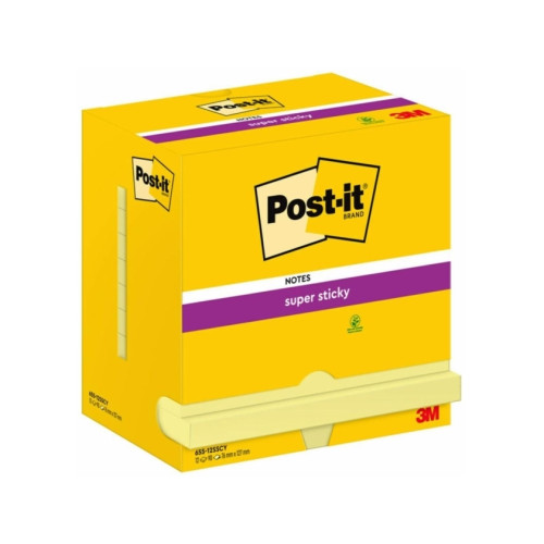 Post-it Post-it Super Sticky Notes Canary Yellow, 76 mm x 127 mm, pa...