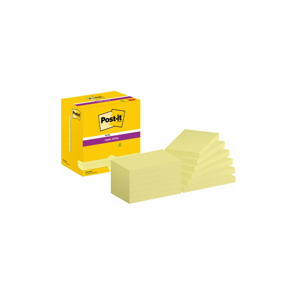 Produktbild för Post-it Super Sticky Notes Canary Yellow, 76 mm x 127 mm, pa...