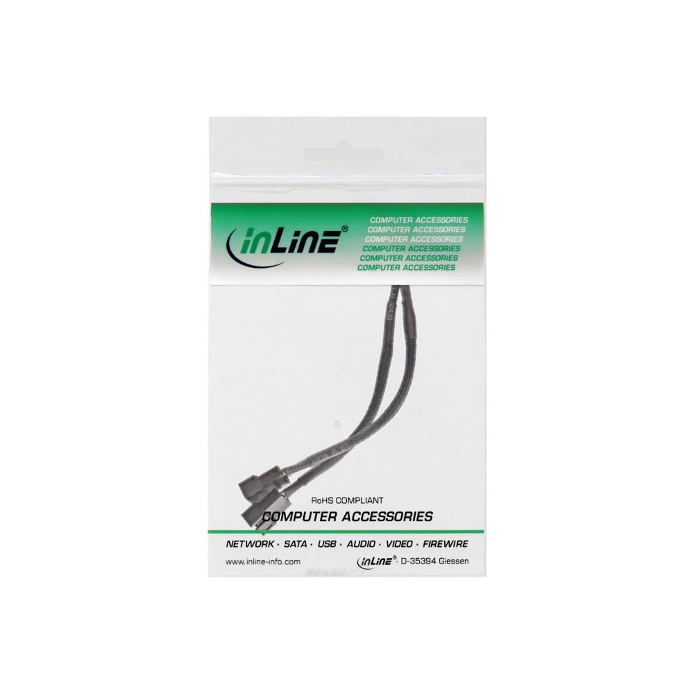 Produktbild för InLine Y-cable - strömdelare för fläkt - 4-stifts PWM till 4-stifts PWM - 15 cm