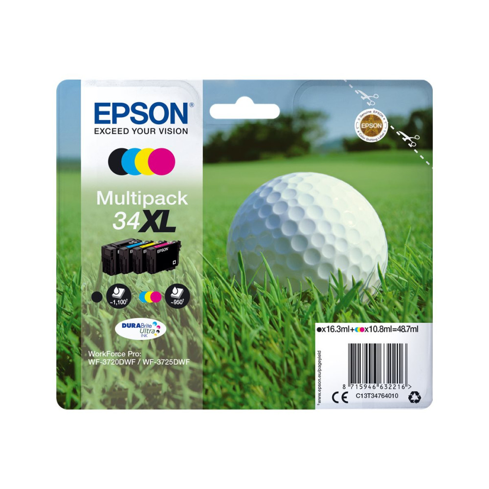 Produktbild för Epson 34XL - 4-pack - XL - svart, gul, cyan, magenta - original - bläckpatron
