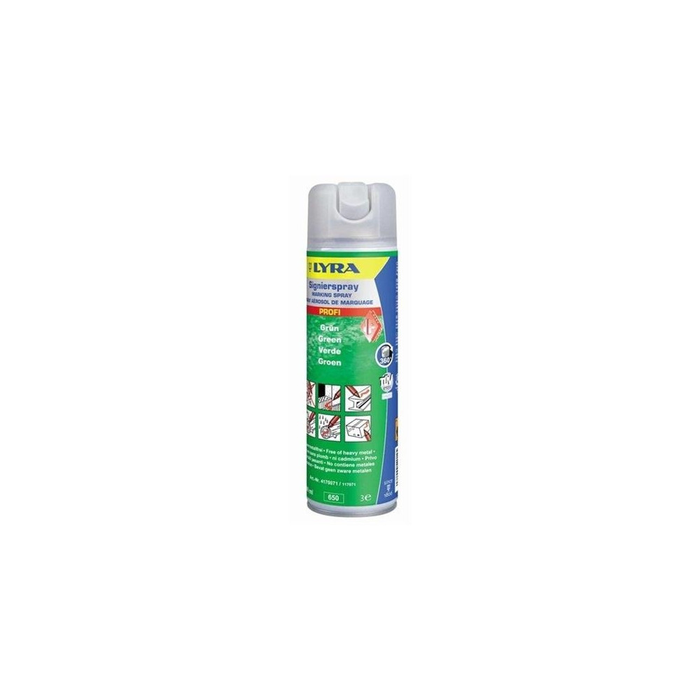 Produktbild för Lyra markeringsspray grön 500 ml (4180) UN 1950 aerosoler, b...