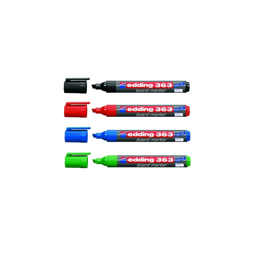 Produktbild för Whiteboardpenna, Edding 363, sned spets, blandade färger, 4-...