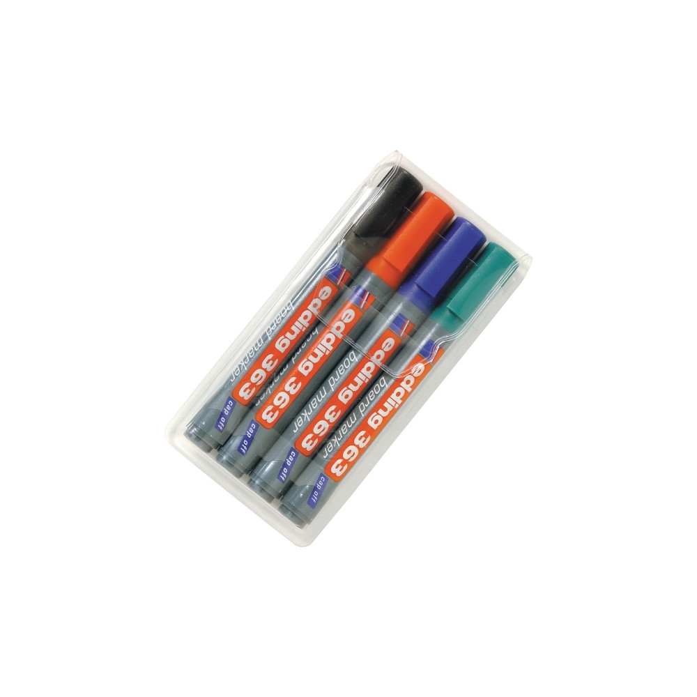 Produktbild för Whiteboardpenna, Edding 363, sned spets, blandade färger, 4-...