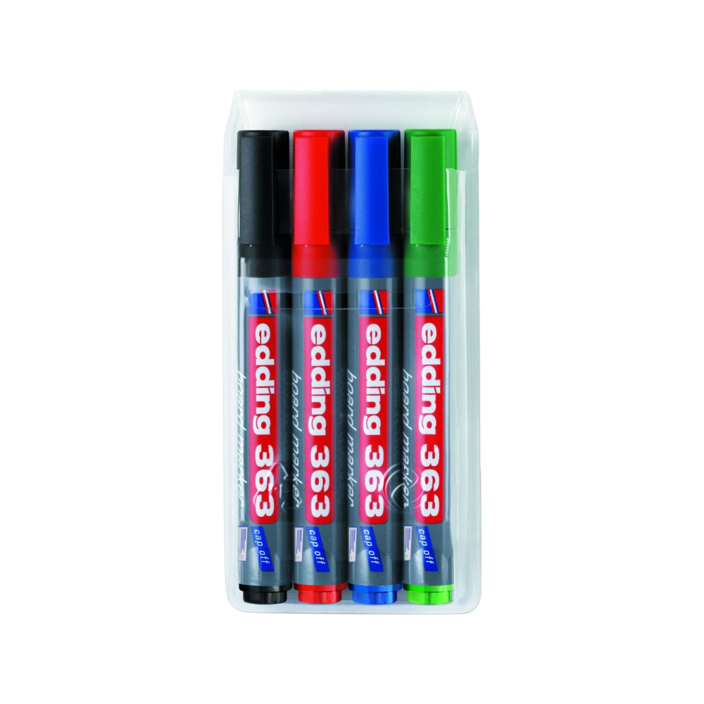 Produktbild för Whiteboardpenna, Edding 363, sned spets, blandade färger, 4-...