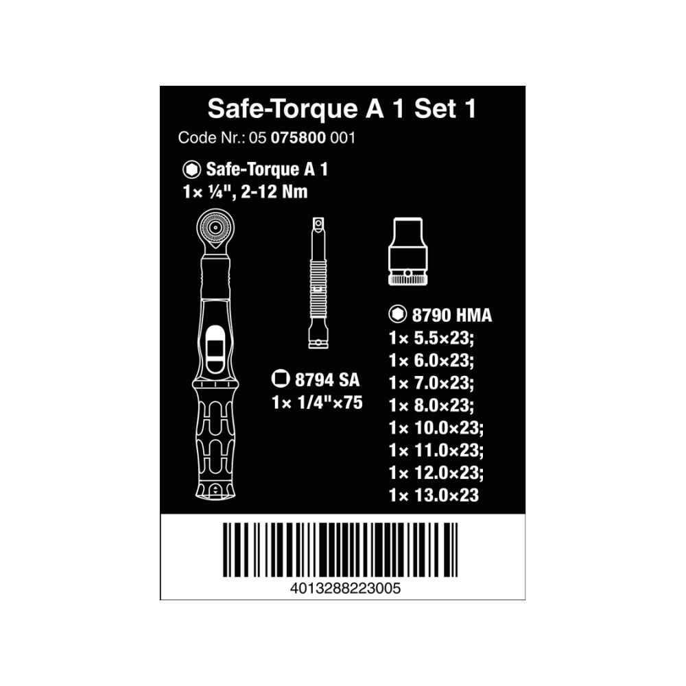 Produktbild för Wera 05075830001, Momentnyckel med klick, Nm, Mekanisk, 1/4"...