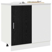 Produktbild för Kök Hörn Bas Skåp Svart ek 86 x 46 x 81,5 cm Konstruerat trä