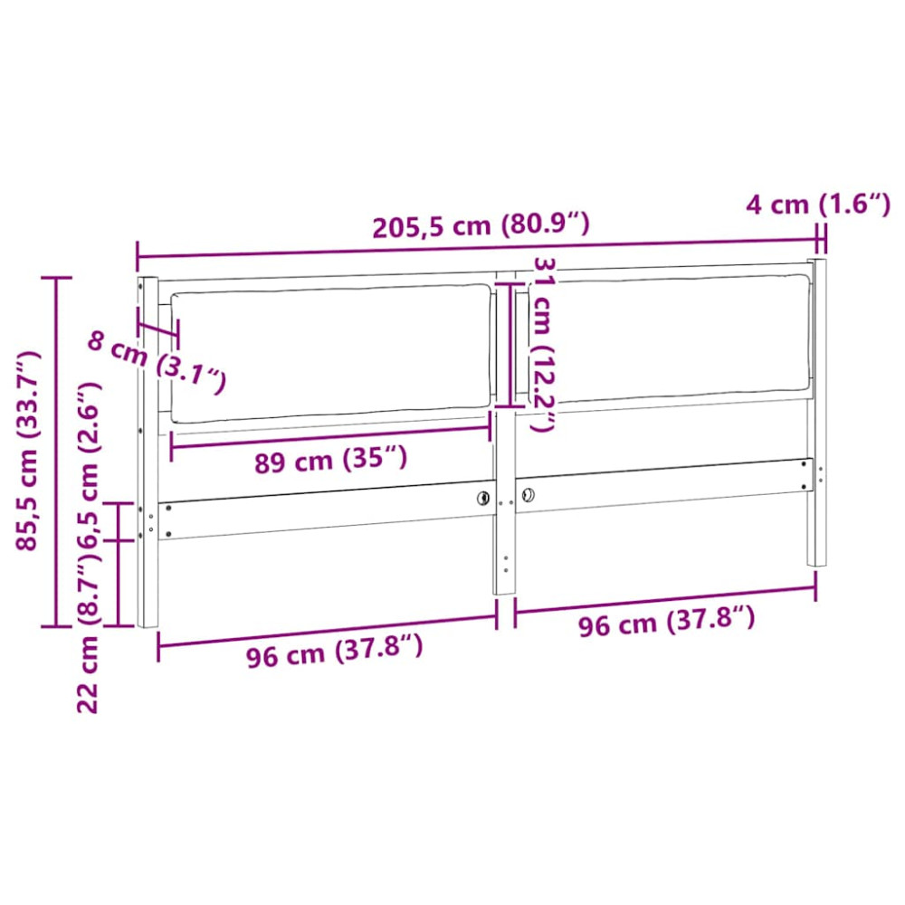 Produktbild för Huvudgavel Övrigt Vit 200 cm Massiv furu