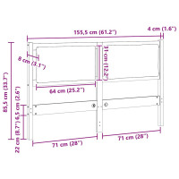 Produktbild för Huvudgavel Övrigt Vit 150 cm Massiv furu