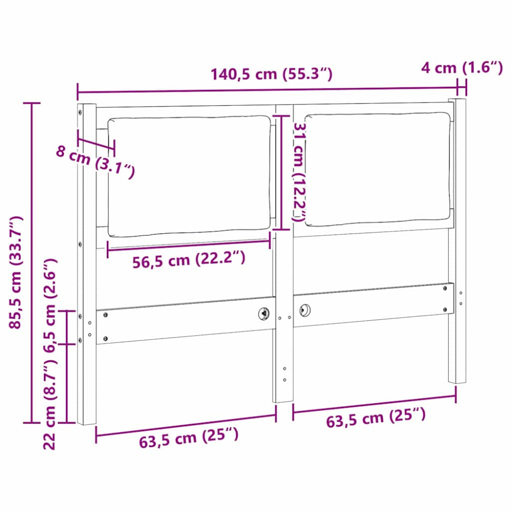 Produktbild för Huvudgavel Övrigt Vit 135 cm Massiv furu
