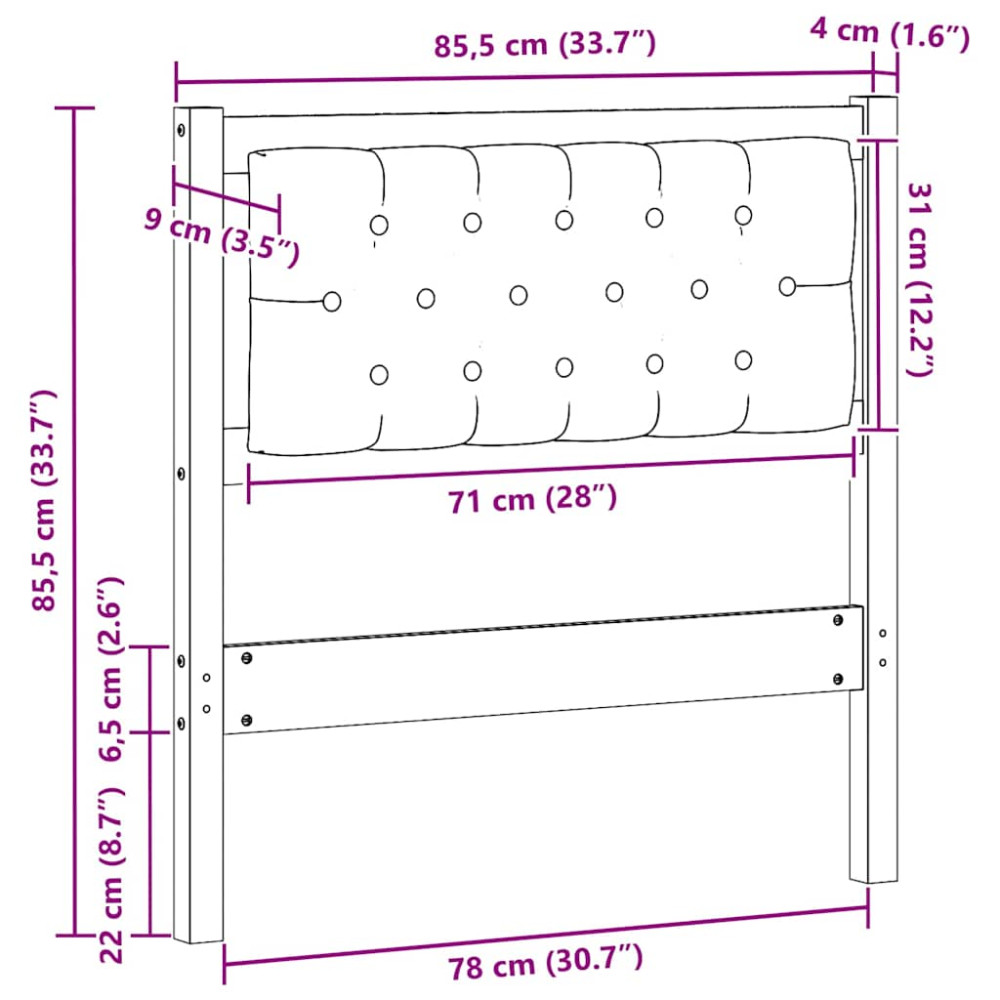 Produktbild för Huvudgavel Övrigt Brun och svart 80 cm Massiv furu
