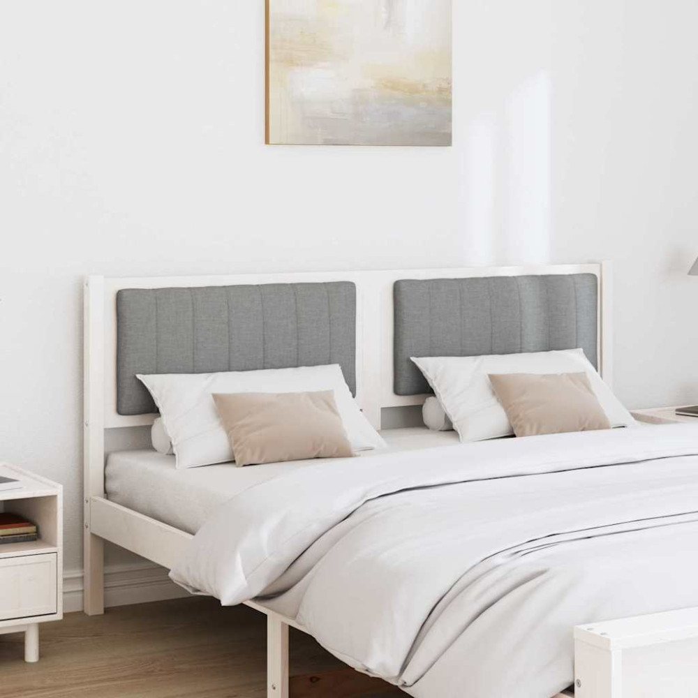 Produktbild för Klädd sänggavel med huvudgavel Vit 150 cm Massiv furu