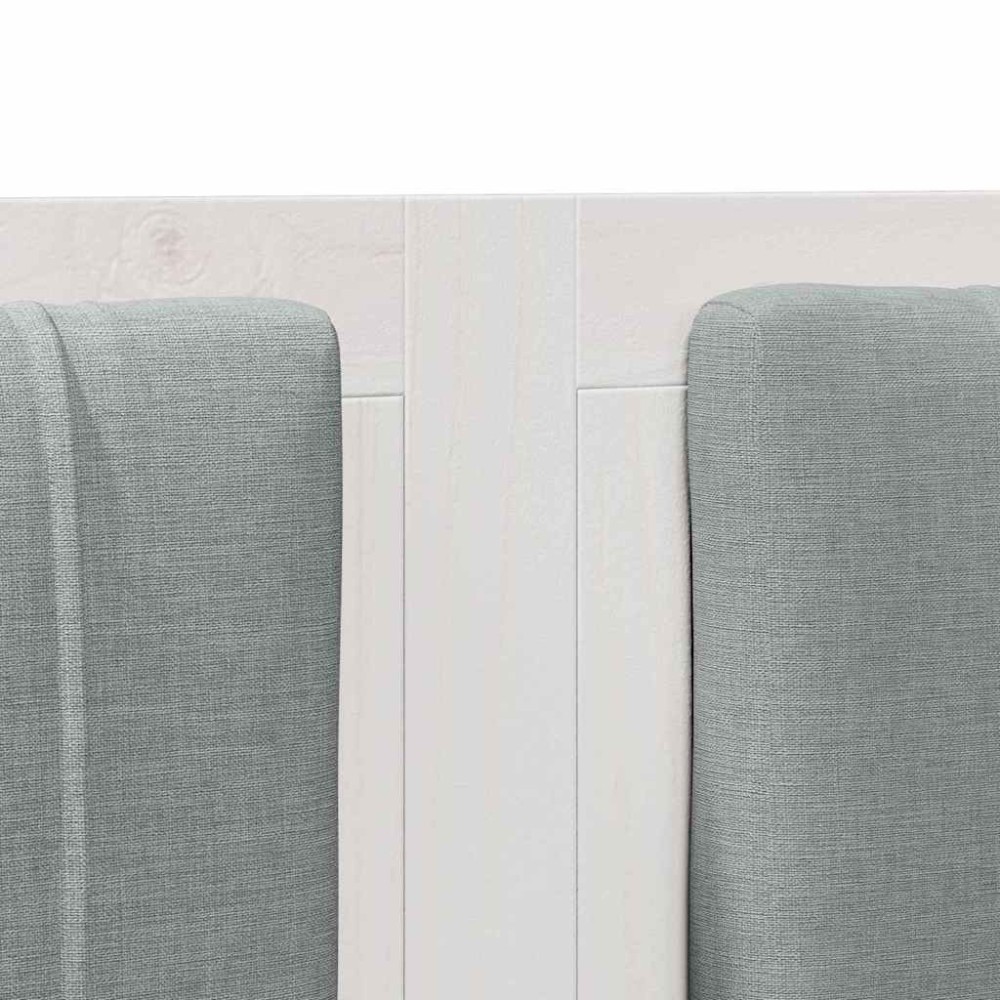 Produktbild för Klädd sänggavel med huvudgavel Vit 135 cm Massiv furu