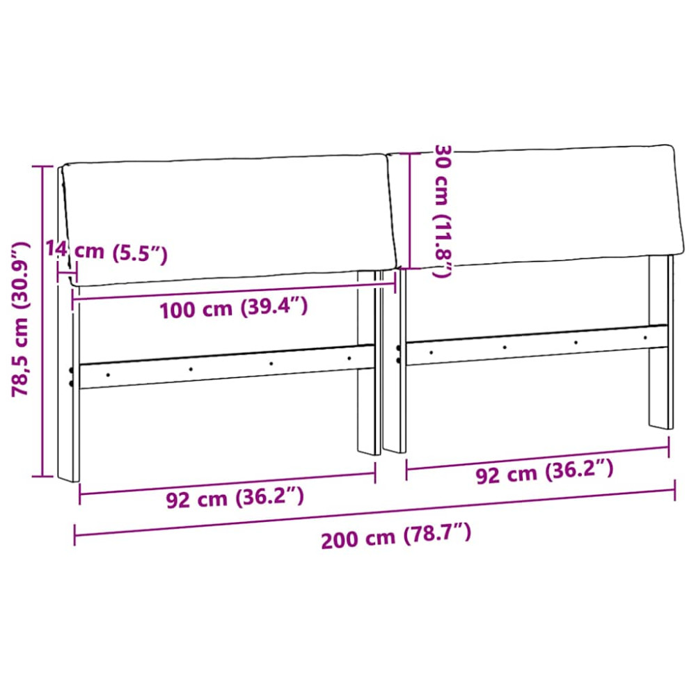 Produktbild för Klädd sänggavel Taupe 200 cm Massiv furu