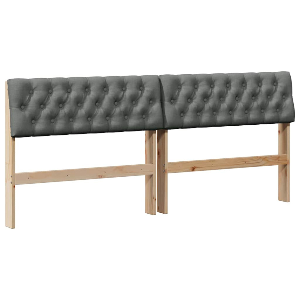Produktbild för Klädd sänggavel Mörkgrå 180 cm Massiv furu