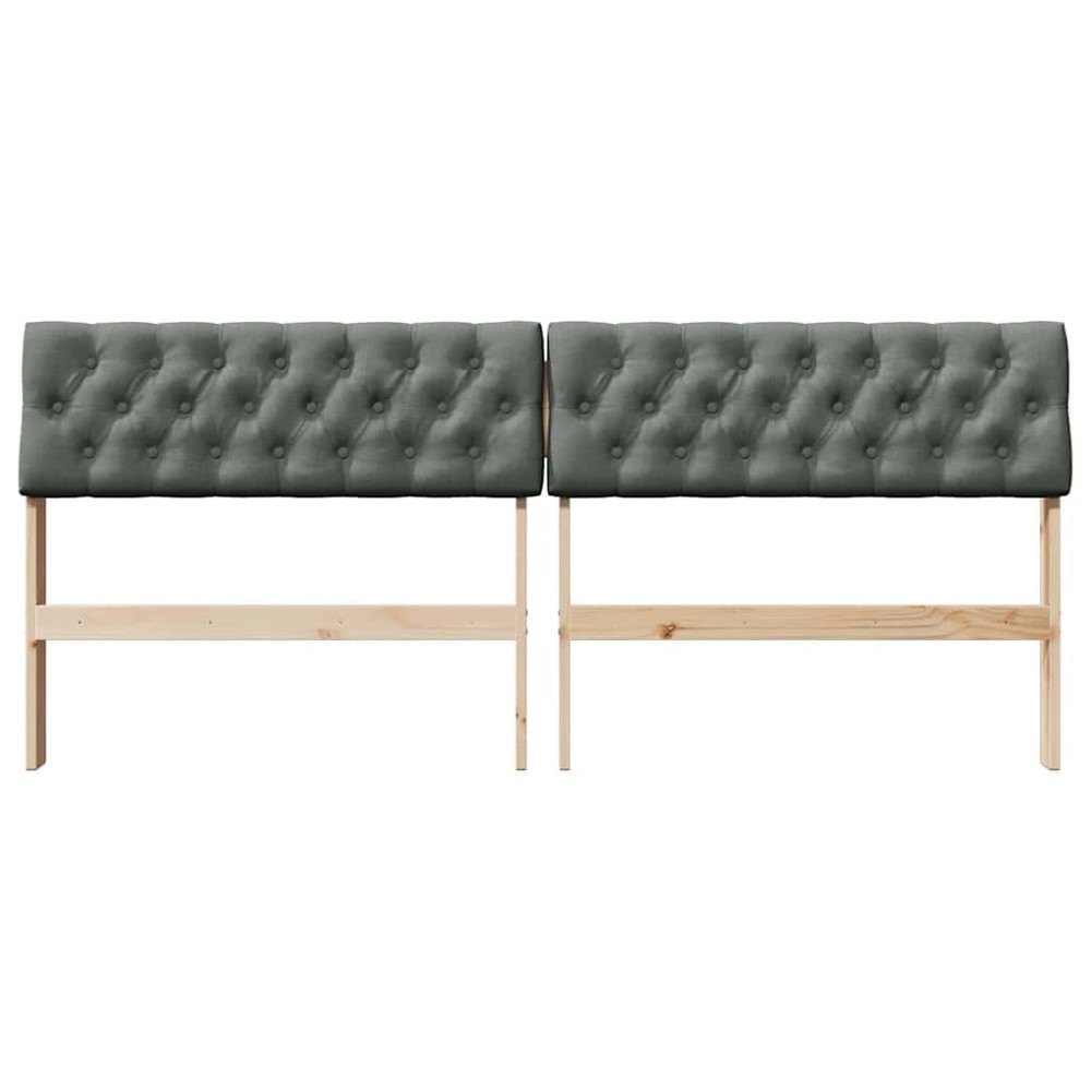 Produktbild för Klädd sänggavel Mörkgrå 180 cm Massiv furu