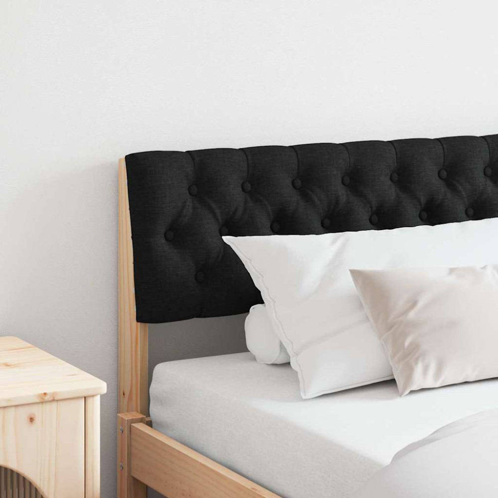 Produktbild för Klädd sänggavel Svart 180 cm Massiv furu