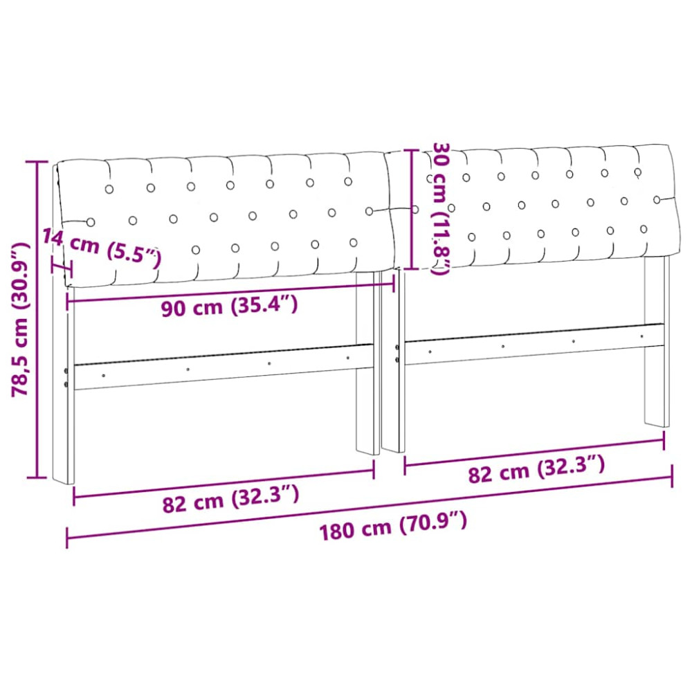 Produktbild för Klädd sänggavel Svart 180 cm Massiv furu