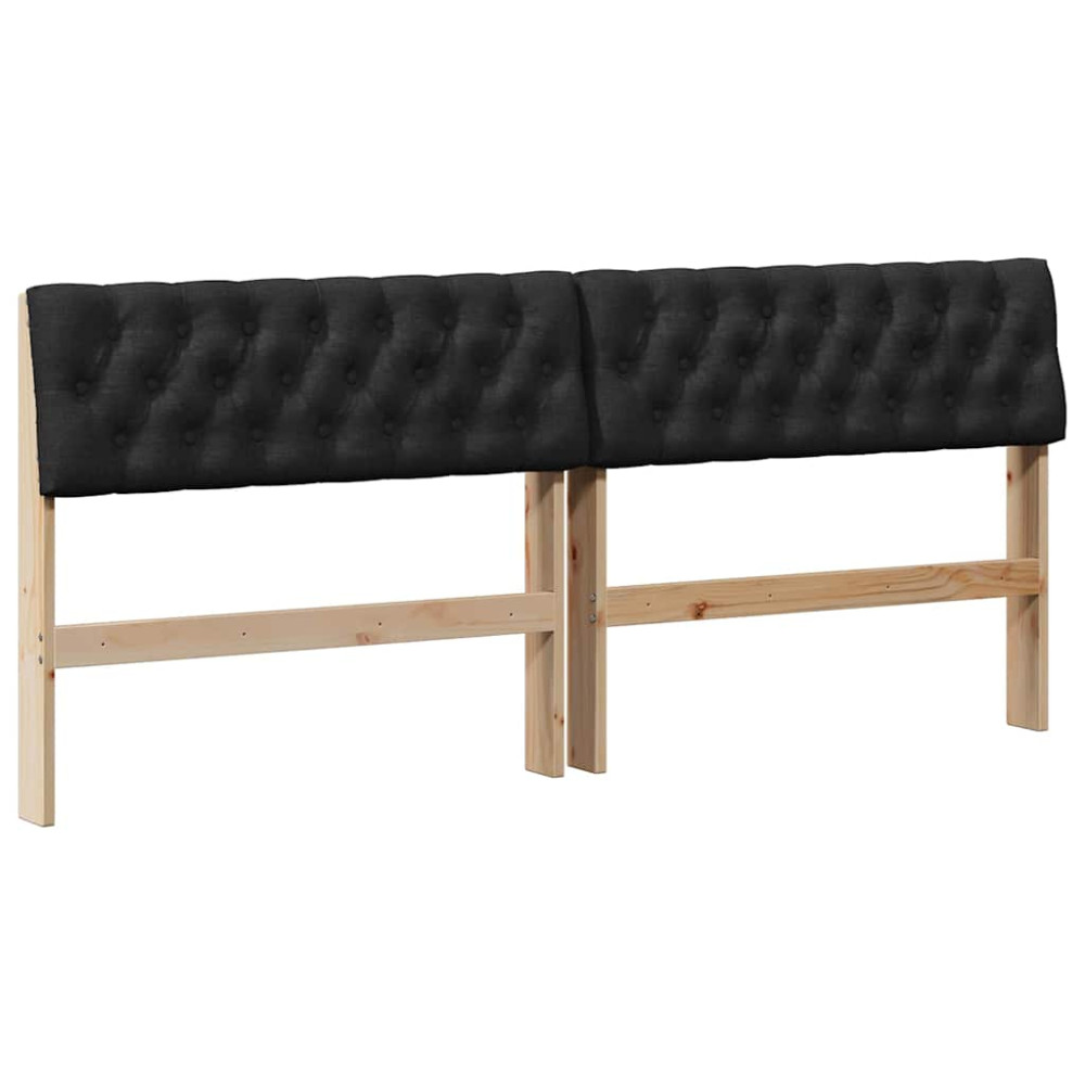Produktbild för Klädd sänggavel Svart 180 cm Massiv furu