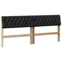 Produktbild för Klädd sänggavel Svart 180 cm Massiv furu