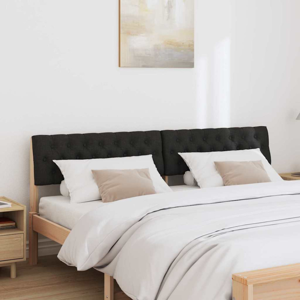 Produktbild för Klädd sänggavel Svart 180 cm Massiv furu