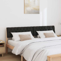 Produktbild för Klädd sänggavel Svart 180 cm Massiv furu