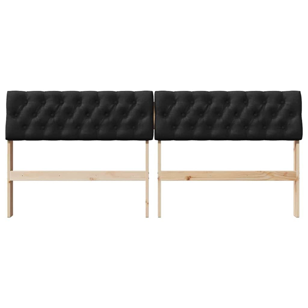 Produktbild för Klädd sänggavel Svart 180 cm Massiv furu