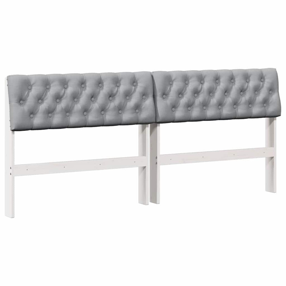 Produktbild för Klädd sänggavel Ljusgrå 180 cm Massiv furu