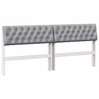 Produktbild för Klädd sänggavel Ljusgrå 180 cm Massiv furu