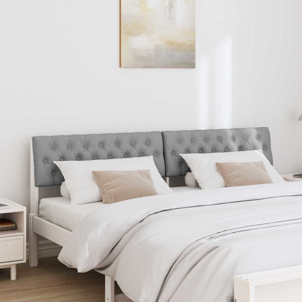 Produktbild för Klädd sänggavel Ljusgrå 180 cm Massiv furu