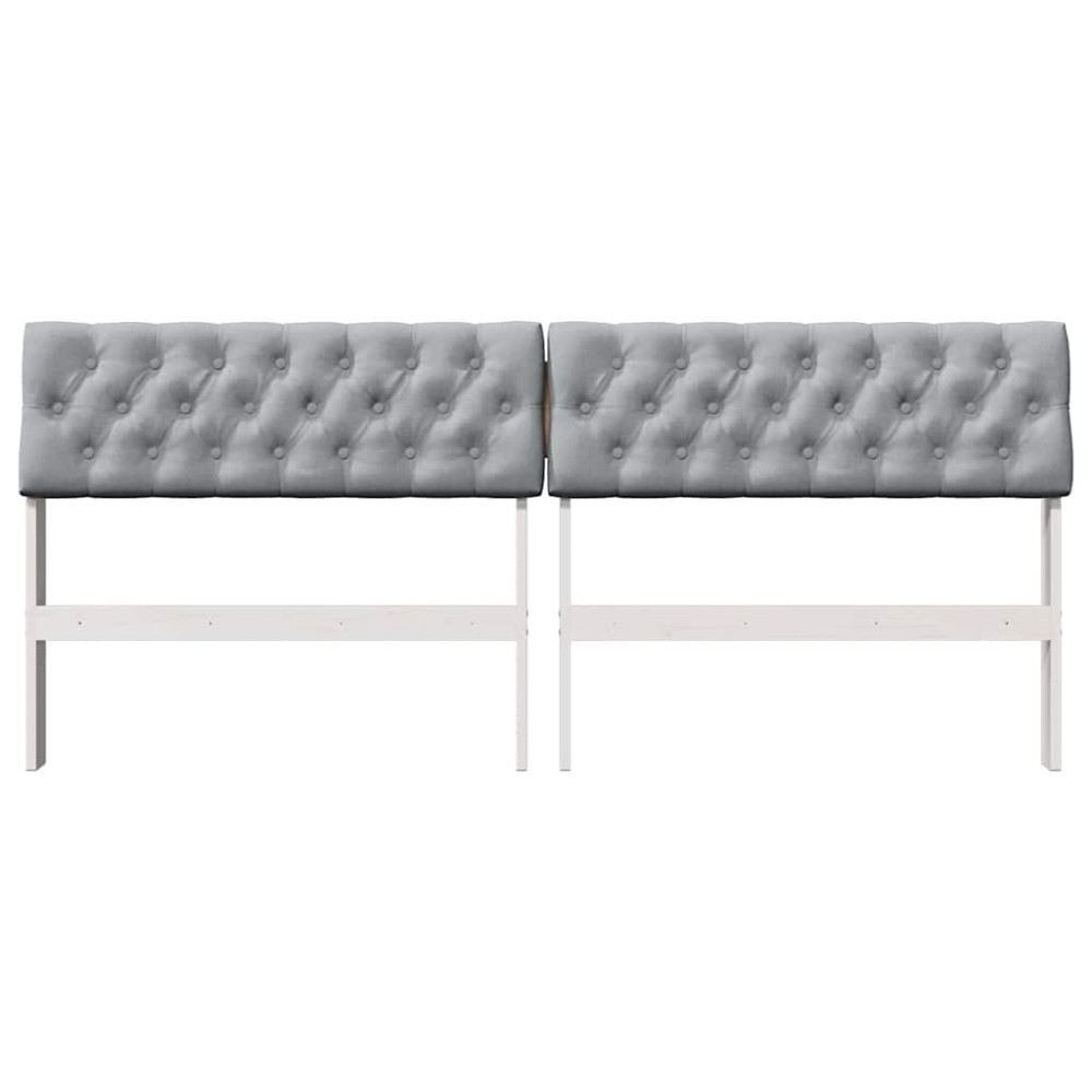 Produktbild för Klädd sänggavel Ljusgrå 180 cm Massiv furu