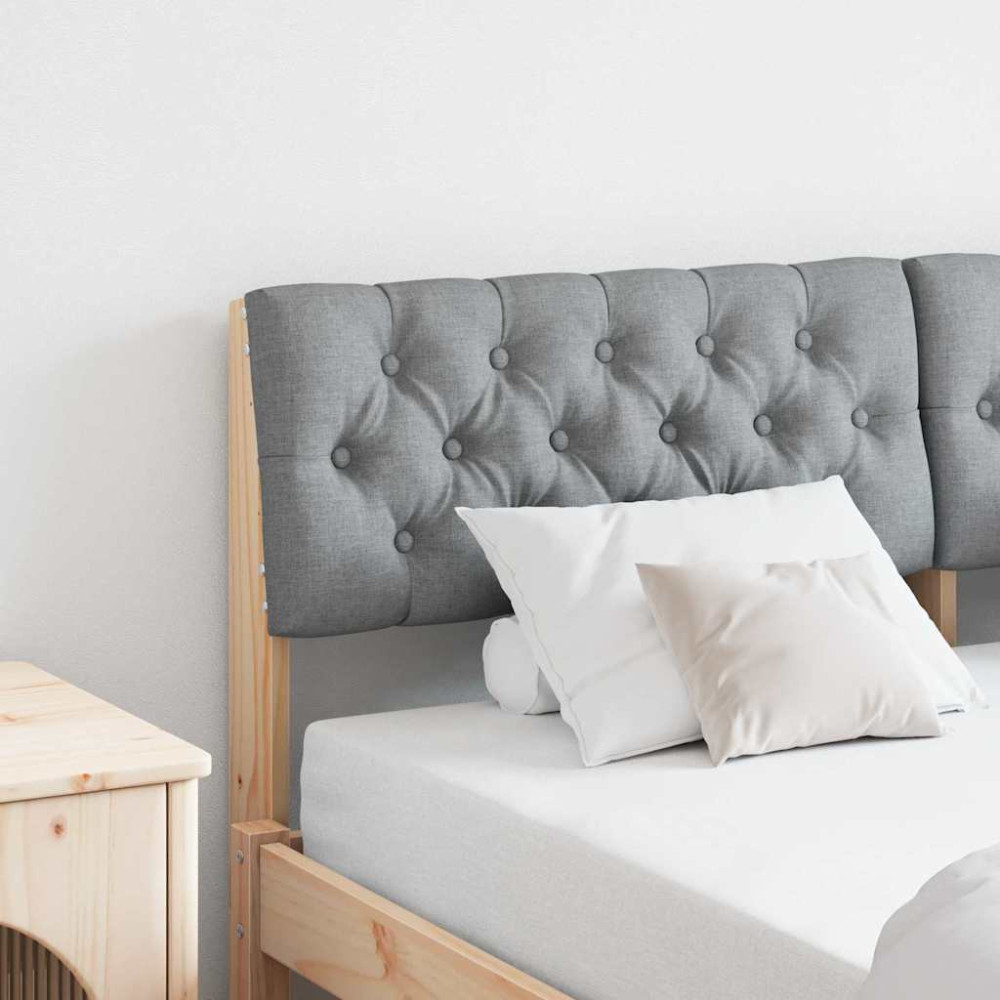 Produktbild för Klädd sänggavel Ljusgrå 150 cm Massiv furu