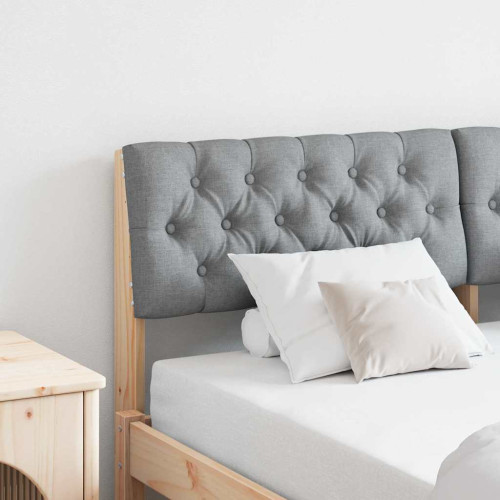 vidaXL Klädd sänggavel Ljusgrå 150 cm Massiv furu