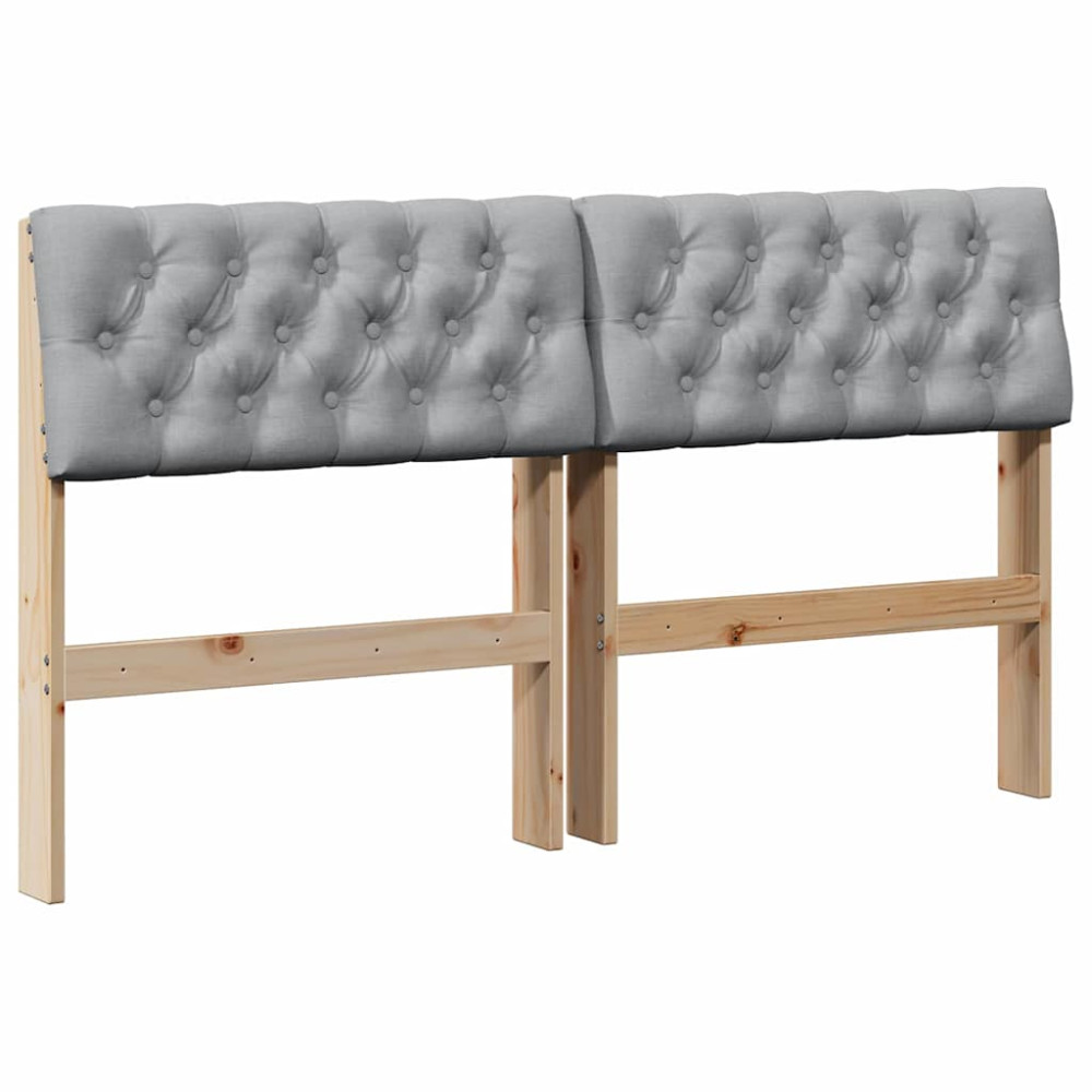 Produktbild för Klädd sänggavel Ljusgrå 150 cm Massiv furu