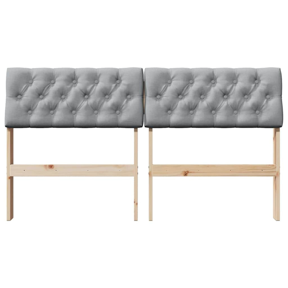 Produktbild för Klädd sänggavel Ljusgrå 150 cm Massiv furu