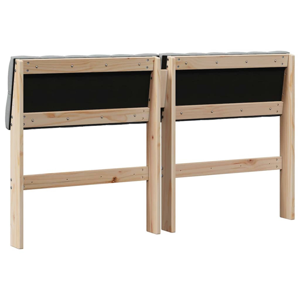 Produktbild för Klädd sänggavel Ljusgrå 150 cm Massiv furu