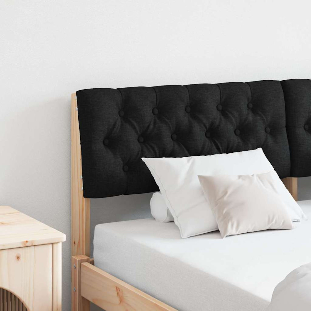 Produktbild för Klädd sänggavel Svart 150 cm Massiv furu