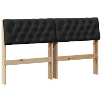 Produktbild för Klädd sänggavel Svart 150 cm Massiv furu