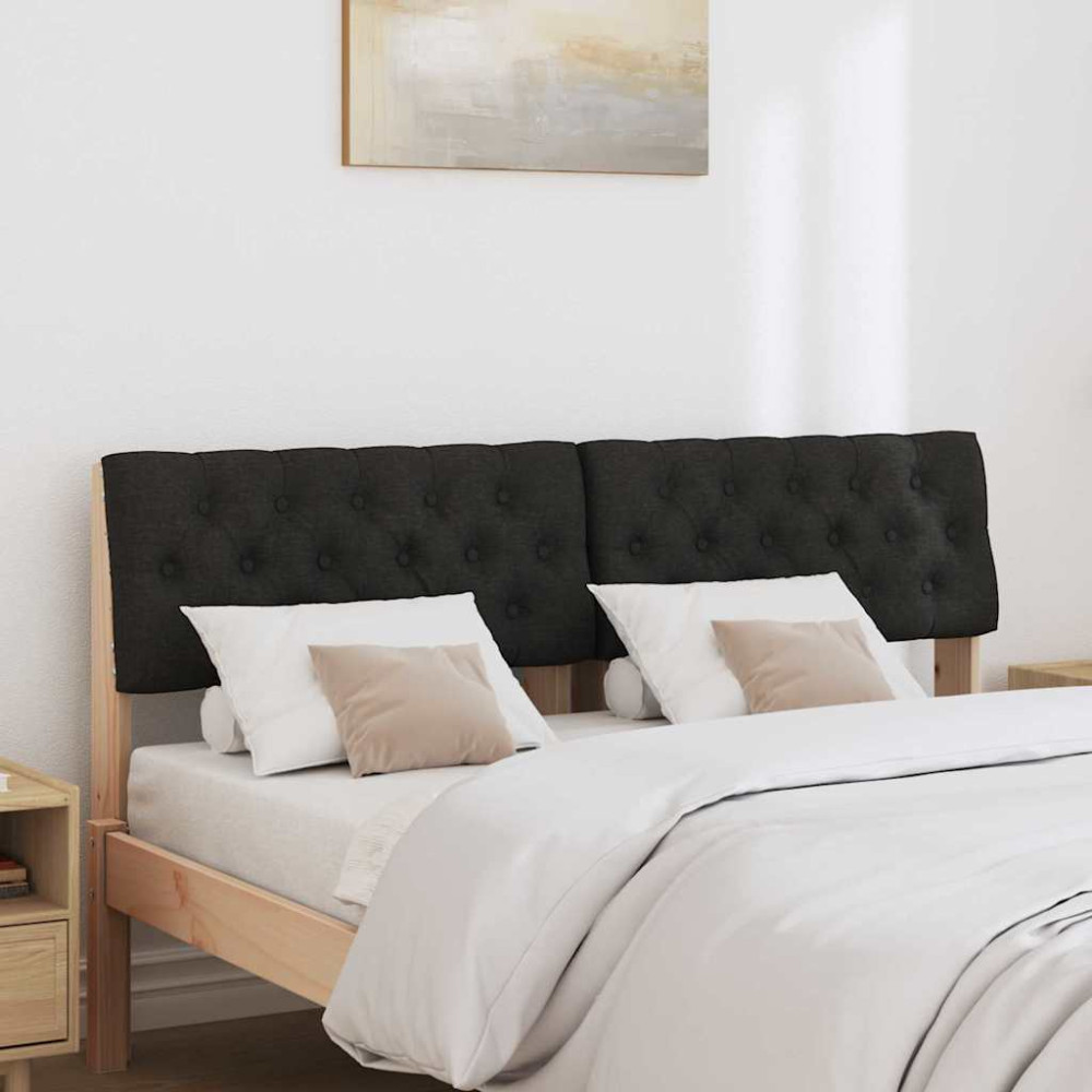 Produktbild för Klädd sänggavel Svart 150 cm Massiv furu