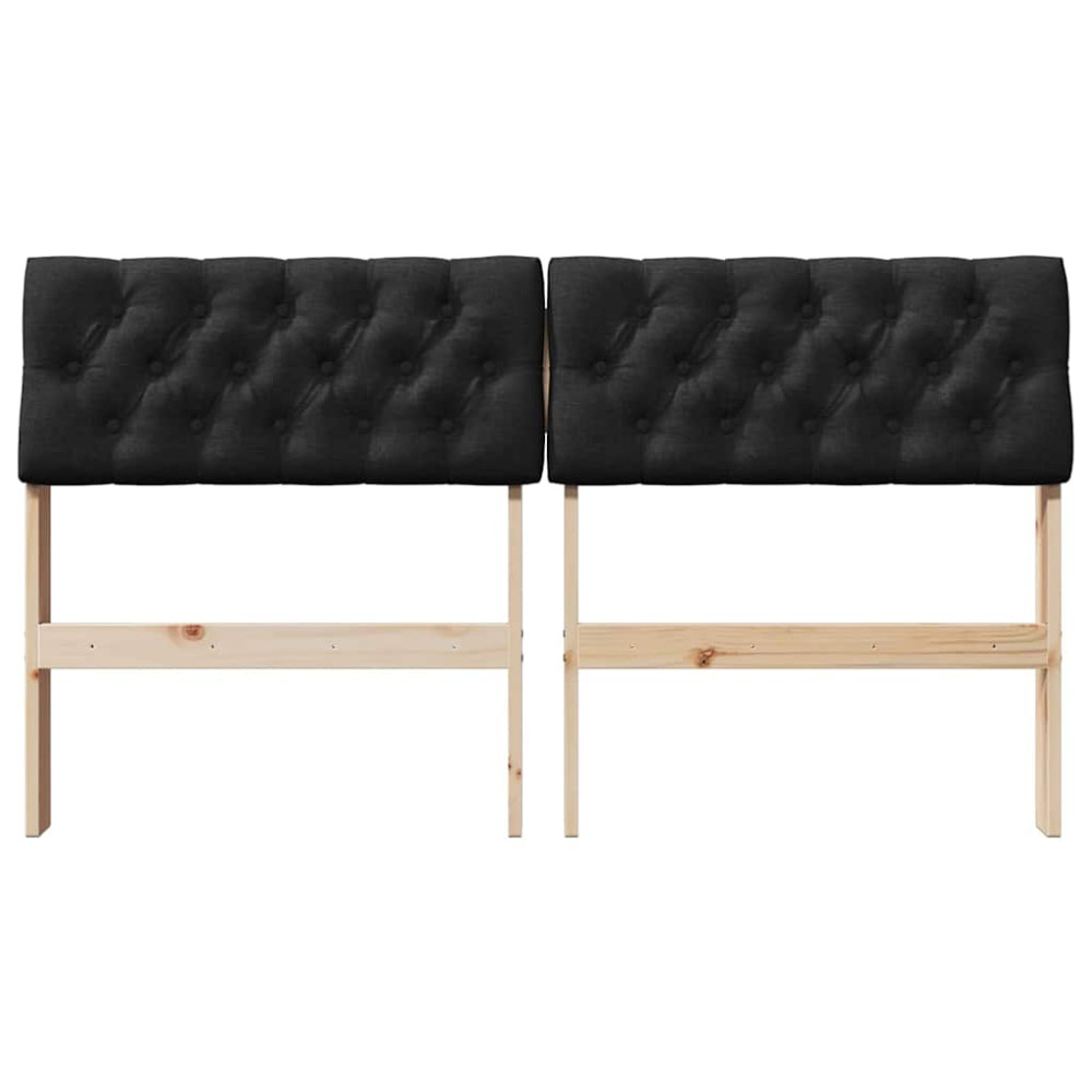 Produktbild för Klädd sänggavel Svart 150 cm Massiv furu