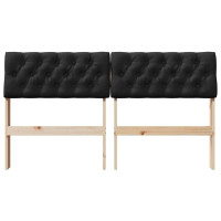 Produktbild för Klädd sänggavel Svart 150 cm Massiv furu