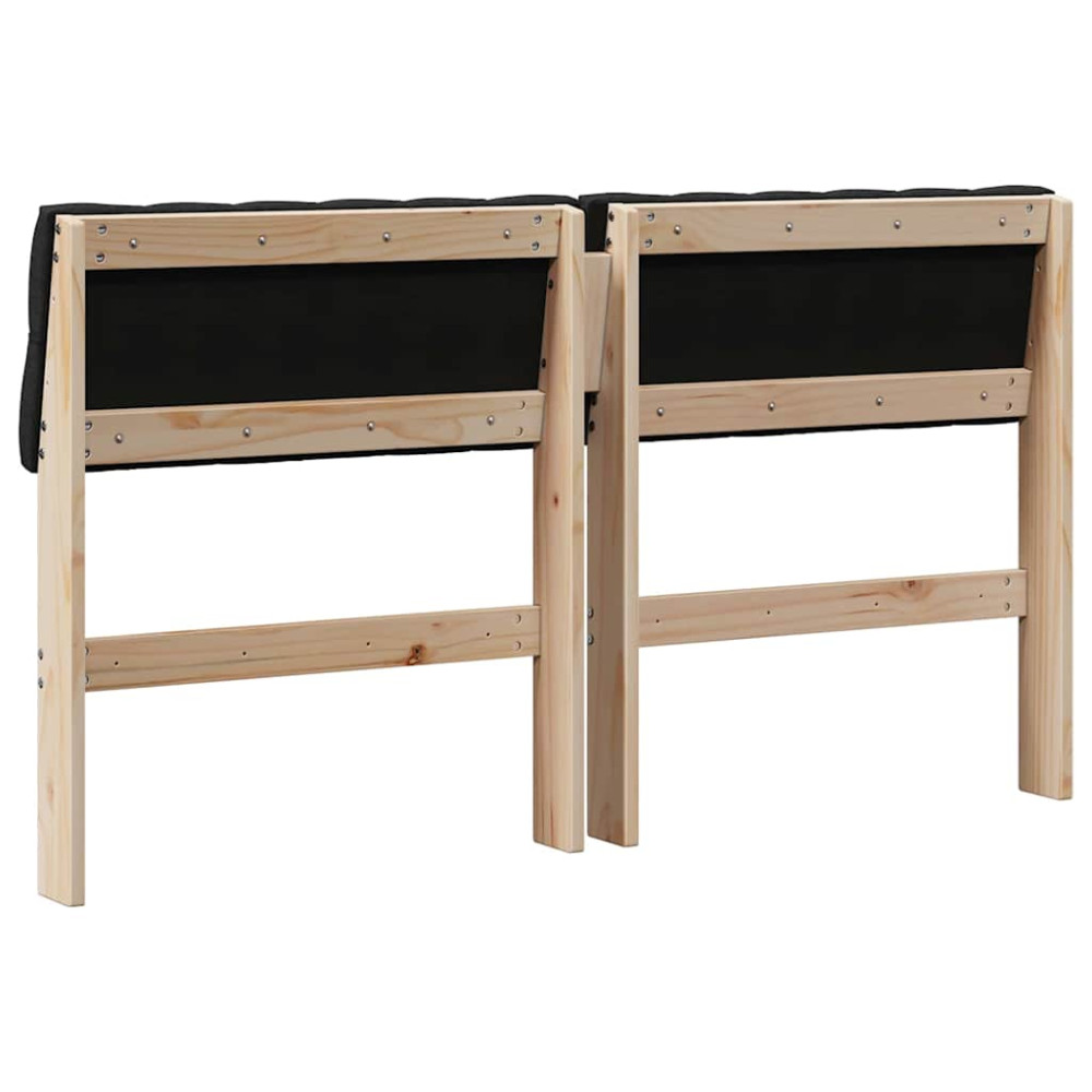Produktbild för Klädd sänggavel Svart 150 cm Massiv furu