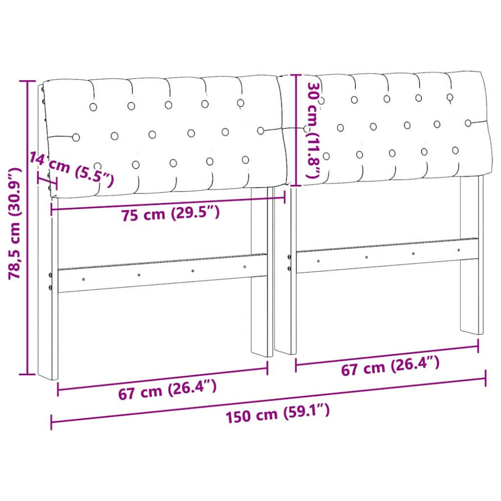 Produktbild för Klädd sänggavel Taupe 150 cm Massiv furu